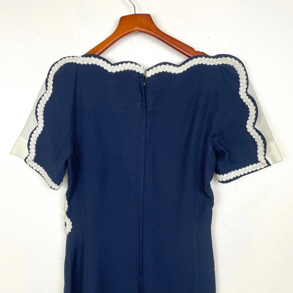 Vintage 60s Womens Dress Sz M Retro Pin Up Nautical Coquette Midi Cocktail Party
